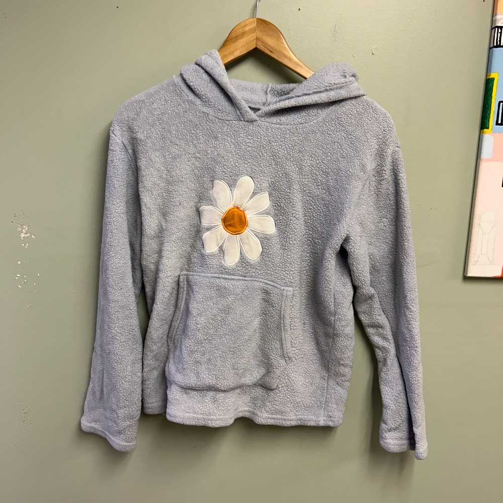 Cozy Gray Hoodie with Daisy Patch